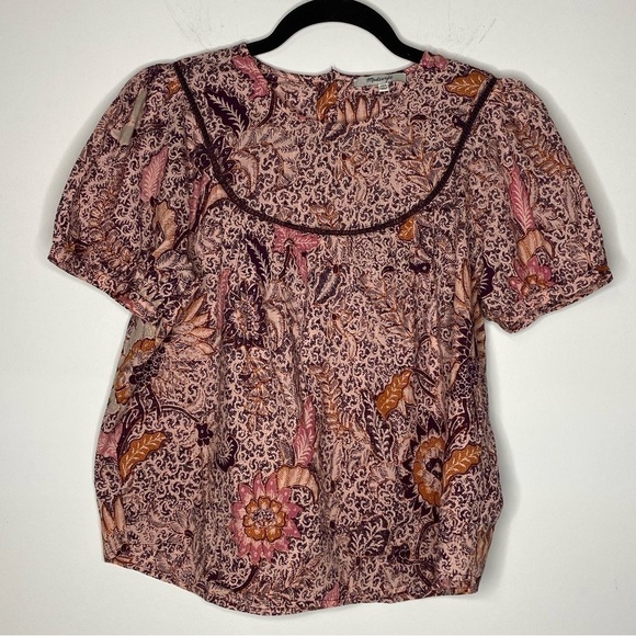 Madewell Bali Blooms Yoked Puff Sleeve Top XXS - Picture 3 of 9